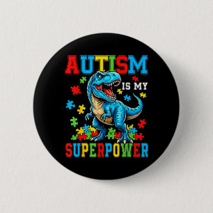 Macaron Rond 5 Cm L'autisme est un Dino T-Rex Monster Truck Enfants