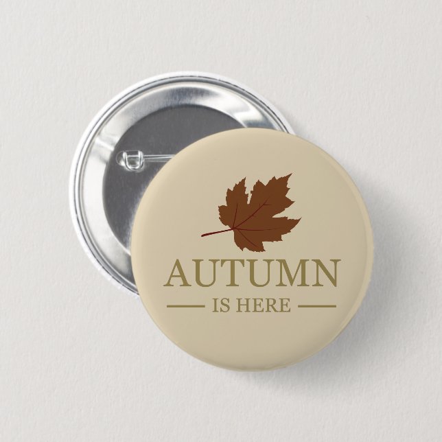 Macaron Rond 5 Cm L'automne est là aquarelle feuilles automne (Devant & derrière)