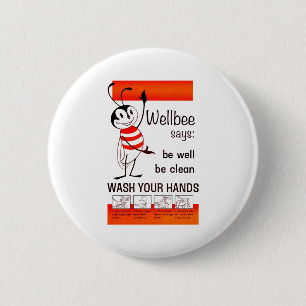 Macaron Rond 5 Cm LAVAGE de CDC de Wellbee VOTRE affiche de