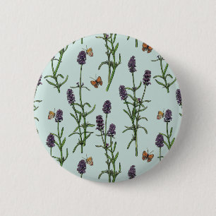 Macaron Rond 5 Cm Lavande et papillons sur verre de mer