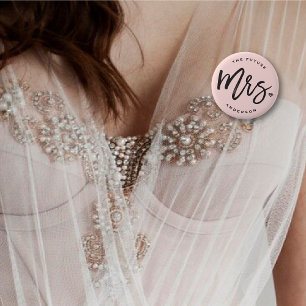 Macaron Rond 5 Cm L'avenir Mme Brush Script Diamond Bridal Party