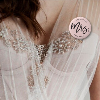 Macaron Rond 5 Cm L'avenir Mme Brush Script Diamond Bridal Party