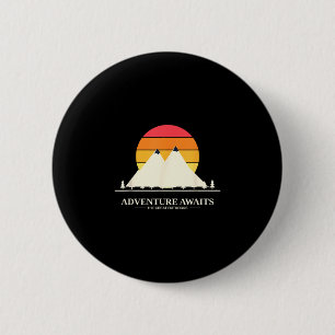 Macaron Rond 5 Cm L'aventure attend le coucher du soleil rétro monta