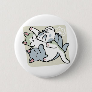 Macaron Rond 5 Cm Laze Furr Days - Cute Lazy Cats Design