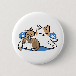 Macaron Rond 5 Cm Laze Furr Days - Cute Lazy Cats Design