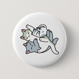 Macaron Rond 5 Cm Laze Furr Days - Cute Lazy Cats Design