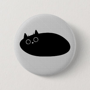 Macaron Rond 5 Cm Lazy Black Cat   Bouton pour Amoureux de les chats
