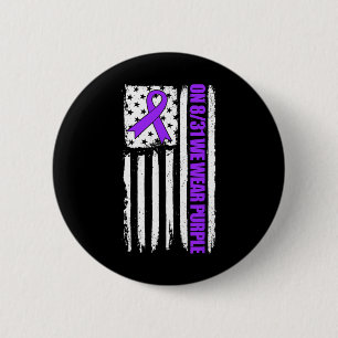 Macaron Rond 5 Cm Le 31 août, nous portons du violet Drapeau américa
