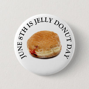Macaron Rond 5 Cm Le 8 juin est Jelly Donut Day Food Holiday Button