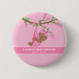 Macaron Rond 5 Cm Le Baby shower rose mignon de la fille afro-améric
