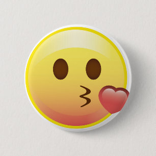 Macaron Rond 5 Cm Le baiser heureux Emoji de coeur de Kissy font