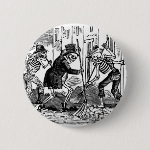 Macaron Rond 5 Cm "Le balayeur heureux Calaveras "