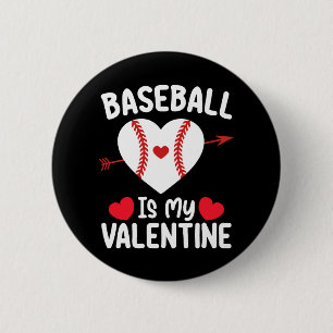 Macaron Rond 5 Cm Le baseball est mes sports de la Saint-Valentin
