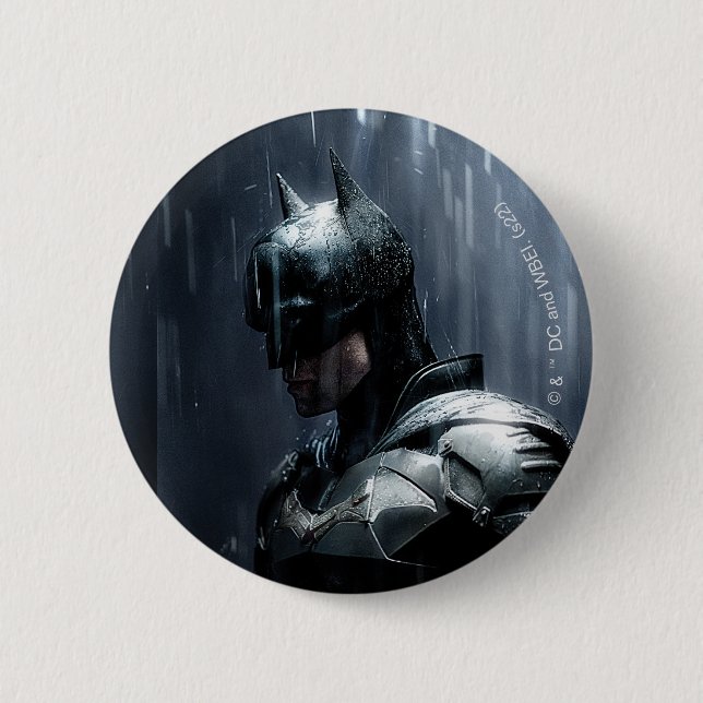 Macaron Rond 5 Cm Le Batman sous la pluie (Devant)