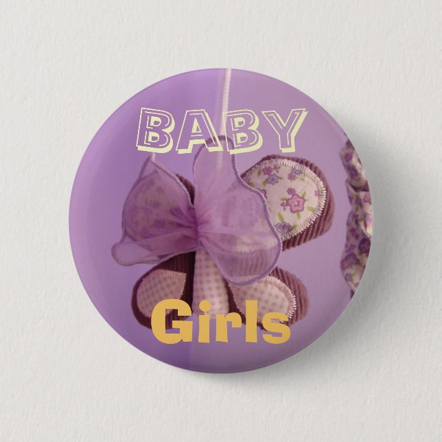 Macaron Rond 5 Cm Le bébé boutonne le papillon de Lavendar mobile (Devant)