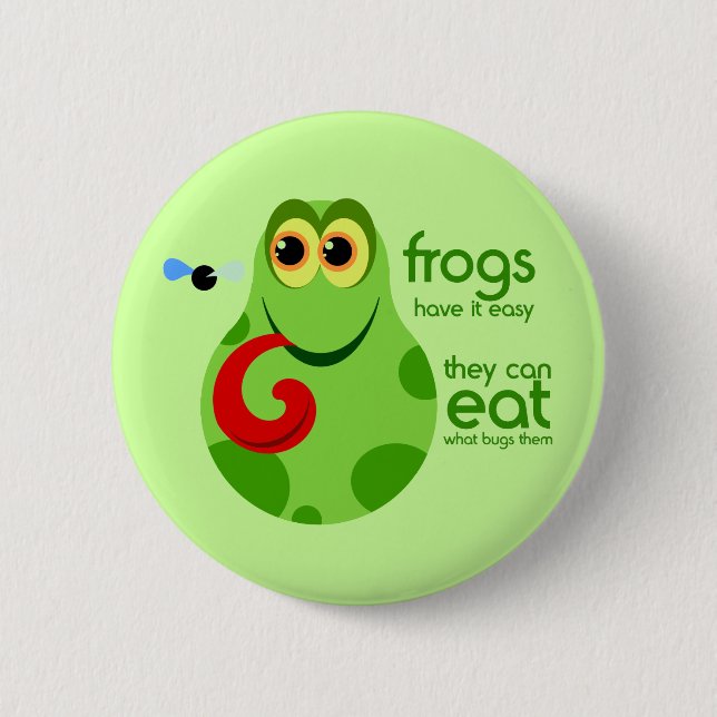 Macaron Rond 5 Cm Le bouton de Froggie est amusement vert clair (Devant)