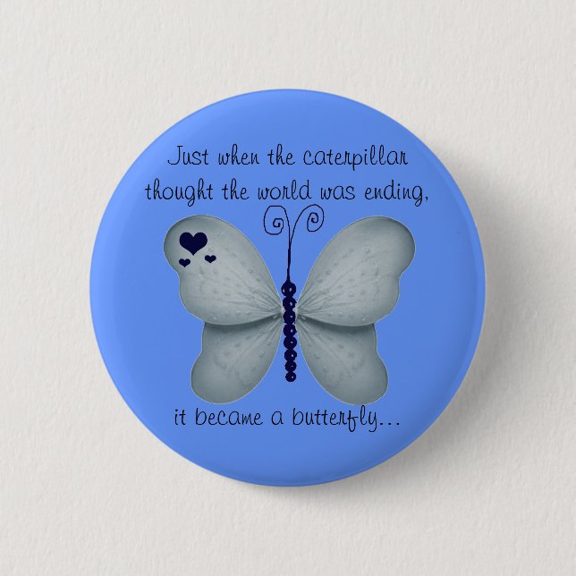 Macaron Rond 5 Cm Le bouton de motivation de papillon (Devant)