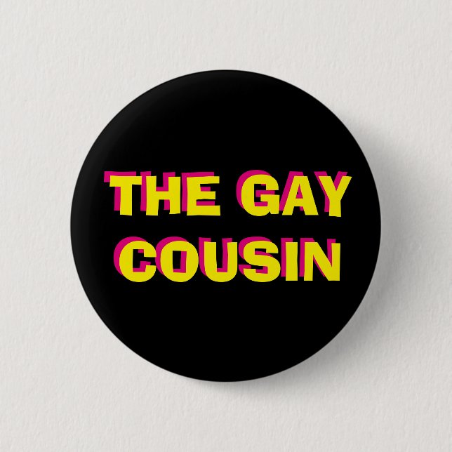 Macaron Rond 5 Cm Le bouton gai de cousin (Devant)