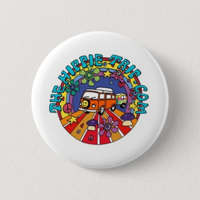 Macaron Rond 5 Cm Le bouton hippie de voyage (Devant)