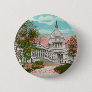 Macaron Rond 5 Cm Le bouton Vintage Capitol américain