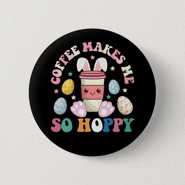 Macaron Rond 5 Cm Le café me rend tellement heureux comme un lapin d (Devant)