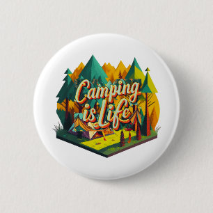 Macaron Rond 5 Cm Le camping est la vie