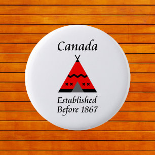 Macaron Rond 5 Cm Le Canada Établi Avant 1867 Couleur De Teepee Roug