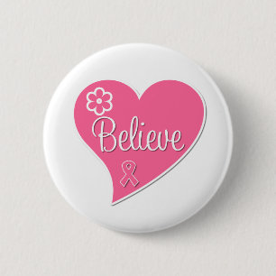 Macaron Rond 5 Cm Le cancer du sein croient le coeur rose