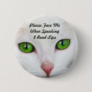 Macaron Rond 5 Cm Le chat blanc j'ai lu le bouton de lèvres