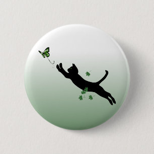 Macaron Rond 5 Cm Le chat et le papillon