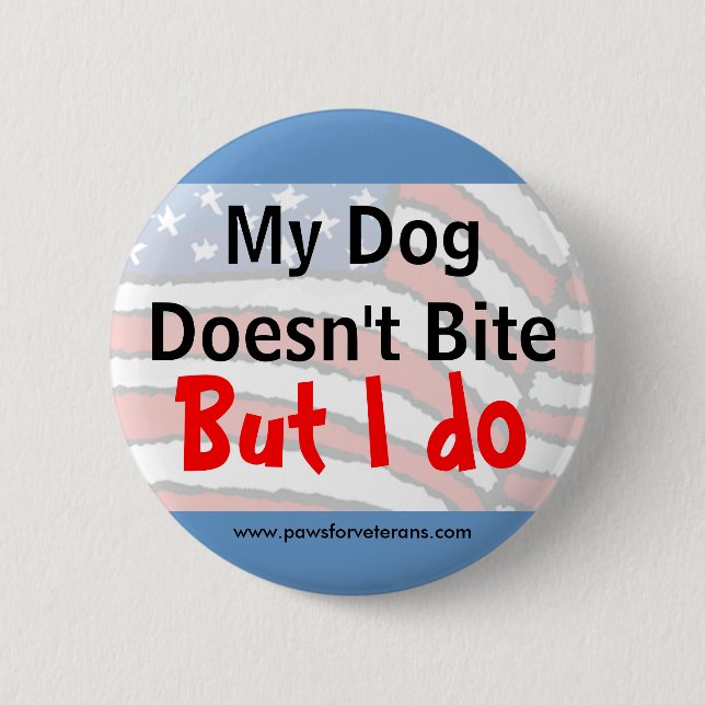 Macaron Rond 5 Cm Le chien ne mord pas le bouton (Devant)