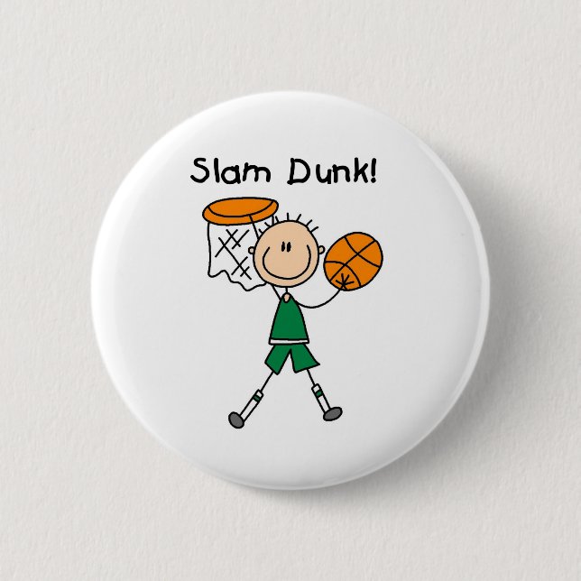 Macaron Rond 5 Cm Le claquement de basket-ball de garçons trempent (Devant)