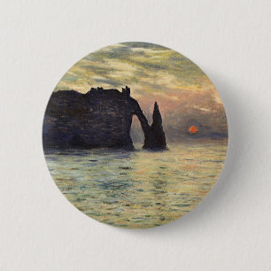 Macaron Rond 5 Cm Le Cliff Etretat, coucher de soleil de Claude Mone