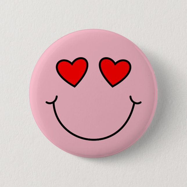 Macaron Rond 5 Cm Le coeur de Valentine observe Emoji (Devant)