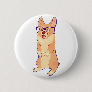Macaron Rond 5 Cm Le corgi prie le bouton