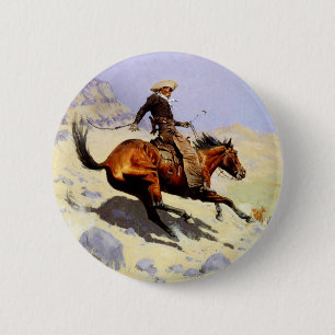 Macaron Rond 5 Cm Le cowboy de Remington, Armée de cavalerie Vintage