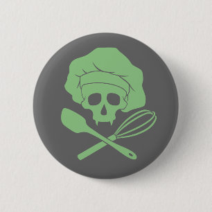 Macaron Rond 5 Cm Le crâne de Baker avec Toque