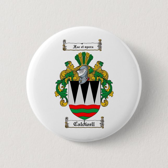 MACARON ROND 5 CM LE CREST DE FAMILLE DE CALDWELL - MANTEAU DE (Devant)