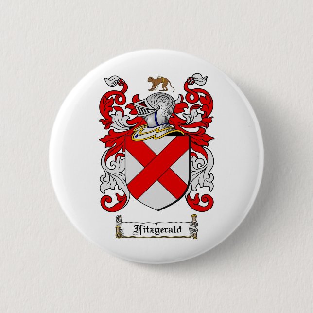 MACARON ROND 5 CM LE CREST DE FAMILLE DE FITZGERALD - MANTEAU DE (Devant)