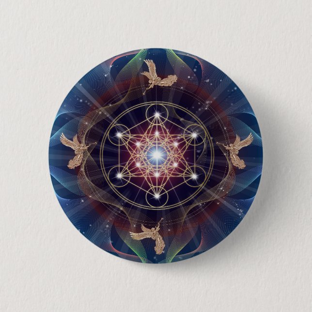 Macaron Rond 5 Cm Le cube de Metatron - Merkabah (Devant)