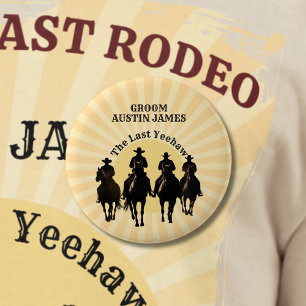 Macaron Rond 5 Cm Le Dernier Cowboy Yeehaw Nom du Marié au Soleil Co