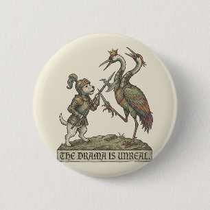 Macaron Rond 5 Cm Le Drame Est Irréel Chevalier Médiéval Chien Grue