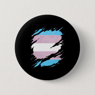Macaron Rond 5 Cm Le drapeau de fierté de transsexuel déchiré