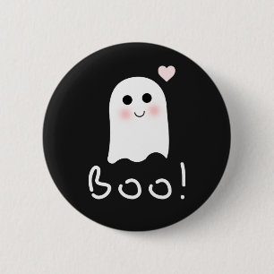 Macaron Rond 5 Cm Le fantôme mignon huent le bouton heureux de Pin