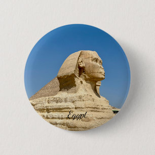 Macaron Rond 5 Cm Le Grand Sphinx de Gizeh contre un ciel bleu clair