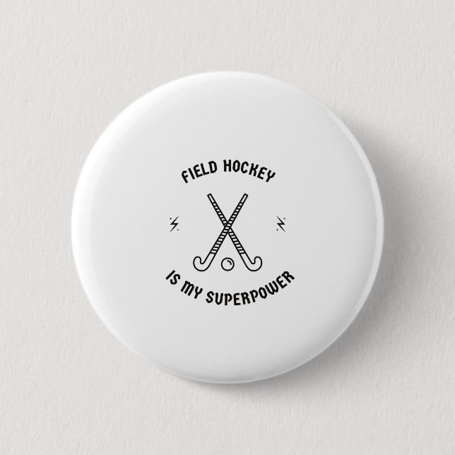 Macaron Rond 5 Cm Le hockey sur gazon est ma superpuissance (Devant)