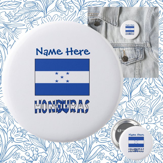 Macaron Rond 5 Cm Le Honduras et le drapeau bleu Personnalisation (Créateur téléchargé)