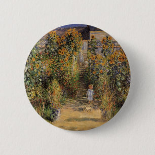 Macaron Rond 5 Cm Le jardin de l'artiste à Vetheuil par Claude Monet