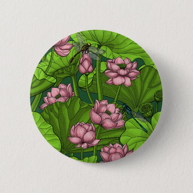 Macaron Rond 5 Cm Le jardin du Lotus (Devant)