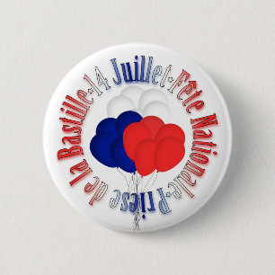 Macaron Rond 5 Cm Le jour de bastille monte en ballon le bouton